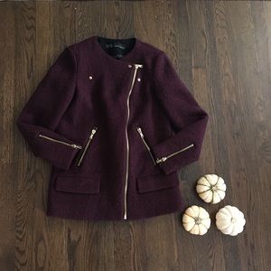 Zara Basic Purple Coat Size Small Gold Detailing